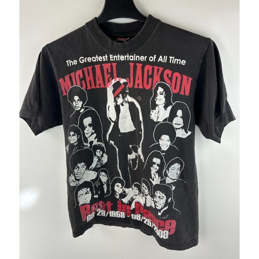 MICHAEL JACKSON T-Shirt M GRIFFIN Brand Black Cotton RIP Distressed Flawed *Read - Picture 3 of 13